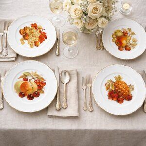 Vintage Winterling Roslau Bavaria Germany Gold Tim Set of 4 Fruit Plates